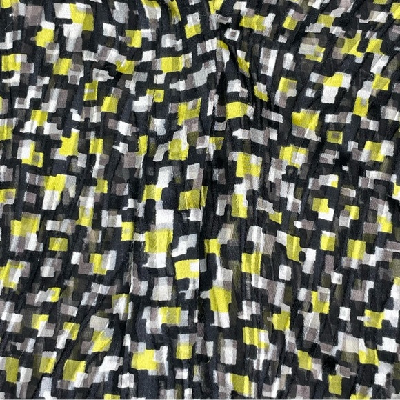 Alice + Olivia Willa Print Blouse Silk Neon Yellow Geometric Abstract XS/S - Picture 8 of 15